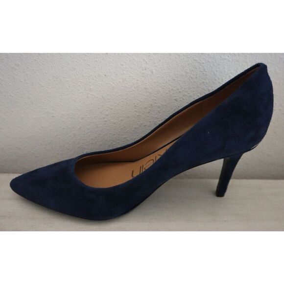 Calvin Klein Women's Sz 7.5M Dk Blue Leather/Suede Gayle Pointed Toe Pumps - Picture 4 of 10